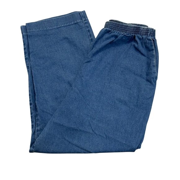 Alfred Dunner Pull On Ankle Jeans Size 16 Super Stretch Straight Leg Denim Pants - Picture 1 of 12